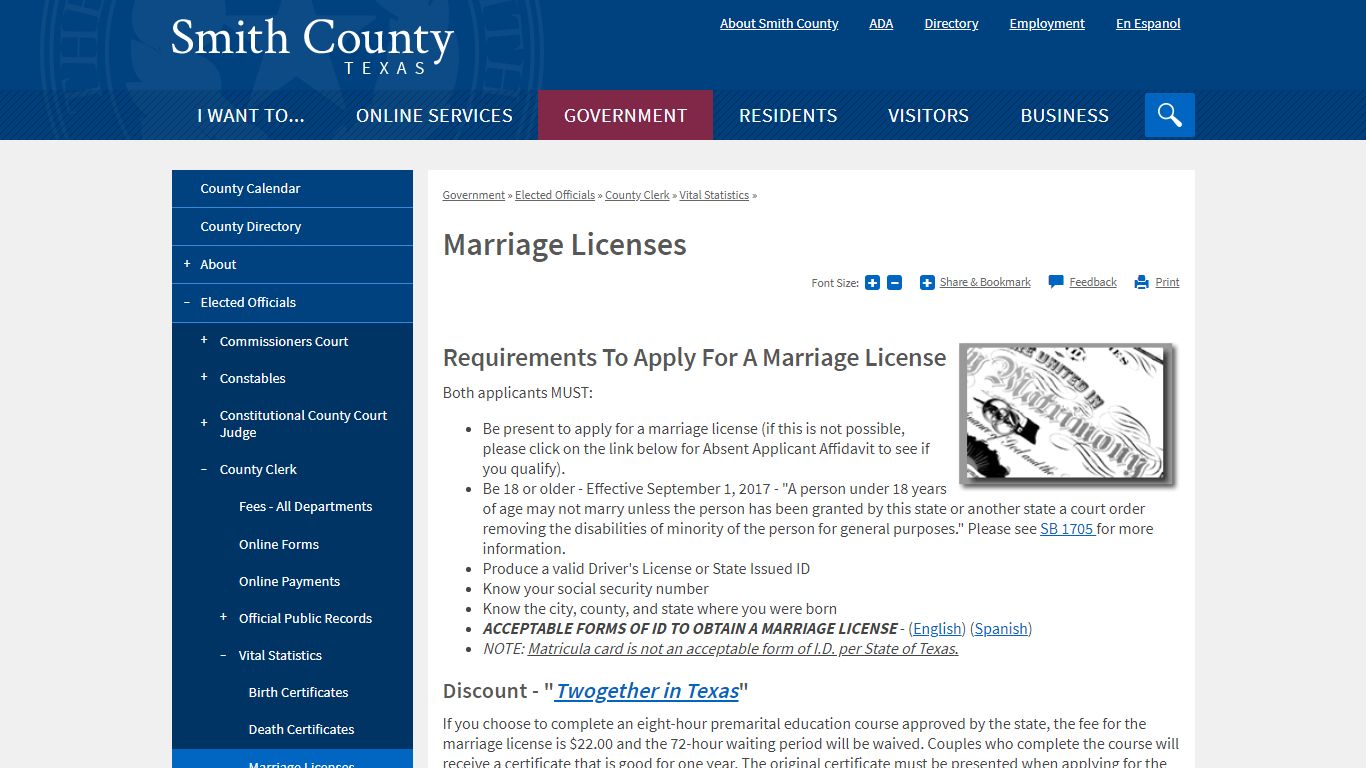 Marriage Licenses | Smith County, TX