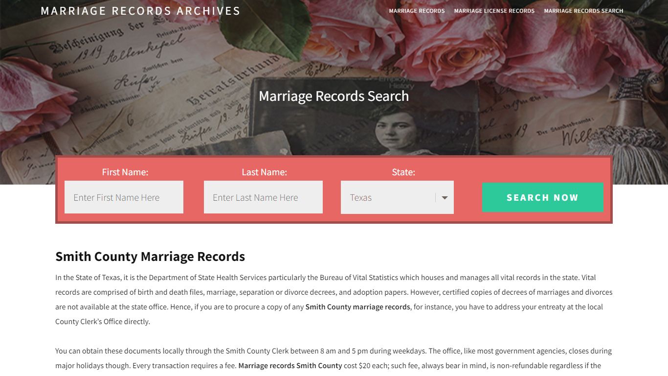 Smith County Marriage Records | Enter Name and Search | 14 Days Free