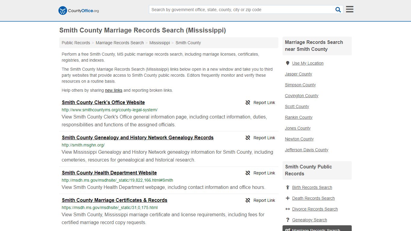 Smith County Marriage Records Search (Mississippi)